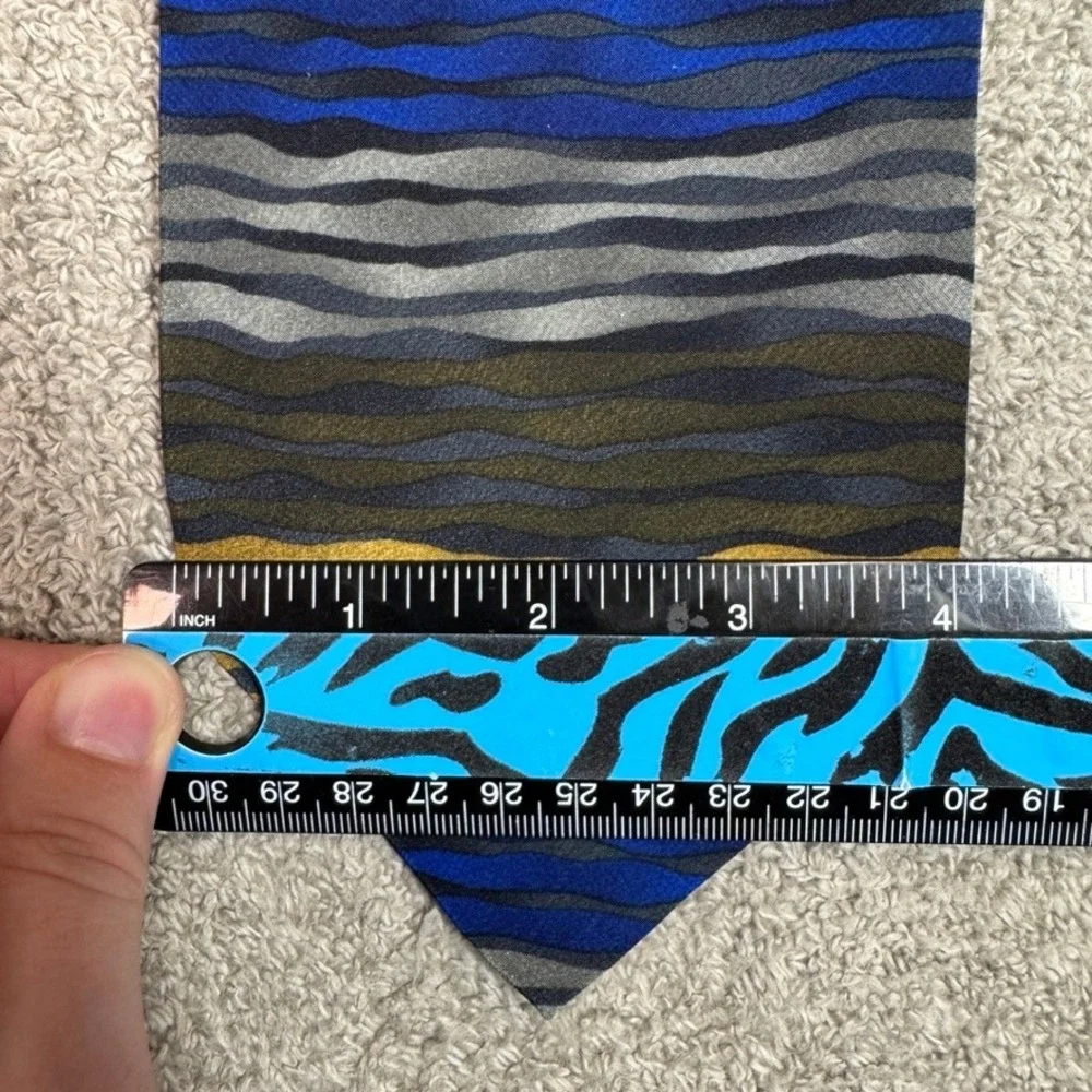 Grateful Dead Silk Tie Wake of the Flood Fifth Set Blue Gold Wavy Stripe 1996